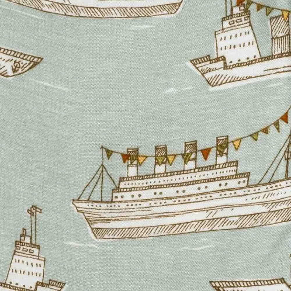 MilkBarn Blue Ships Bamboo Kerchief Bib